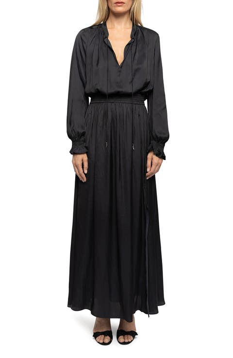 Rayado Satin Maxi Dress
