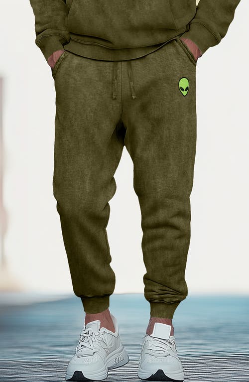 Dalix Alien Washed Sweatsuit In Olive
