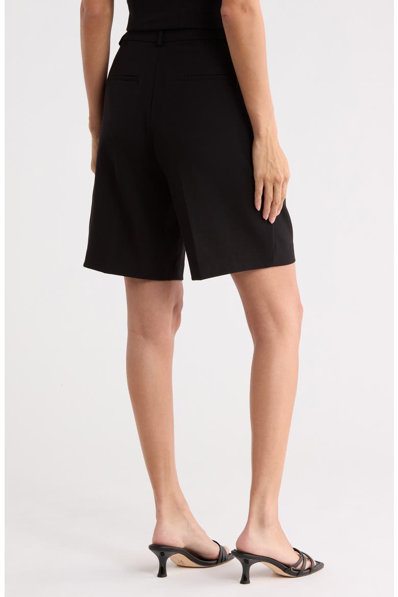 Brooklyn Pleat Front Bermuda Shorts, Alternate, color, BLACK