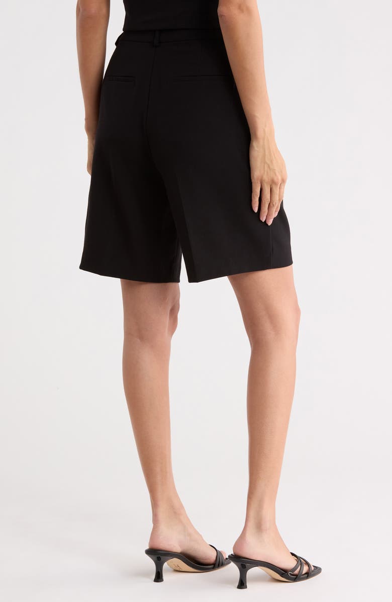 Leith Brooklyn Pleat Front Bermuda Shorts, Alternate, color, Black