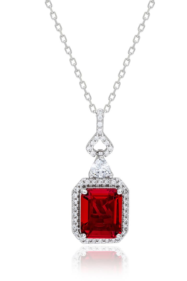 Colorful Cubic Zirconia Pendant Necklace, Main, color, RED