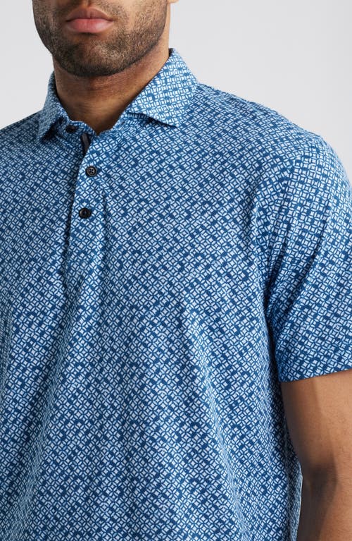 Stone Rose Sun Faded Performance Jersey Polo In Dark Denim