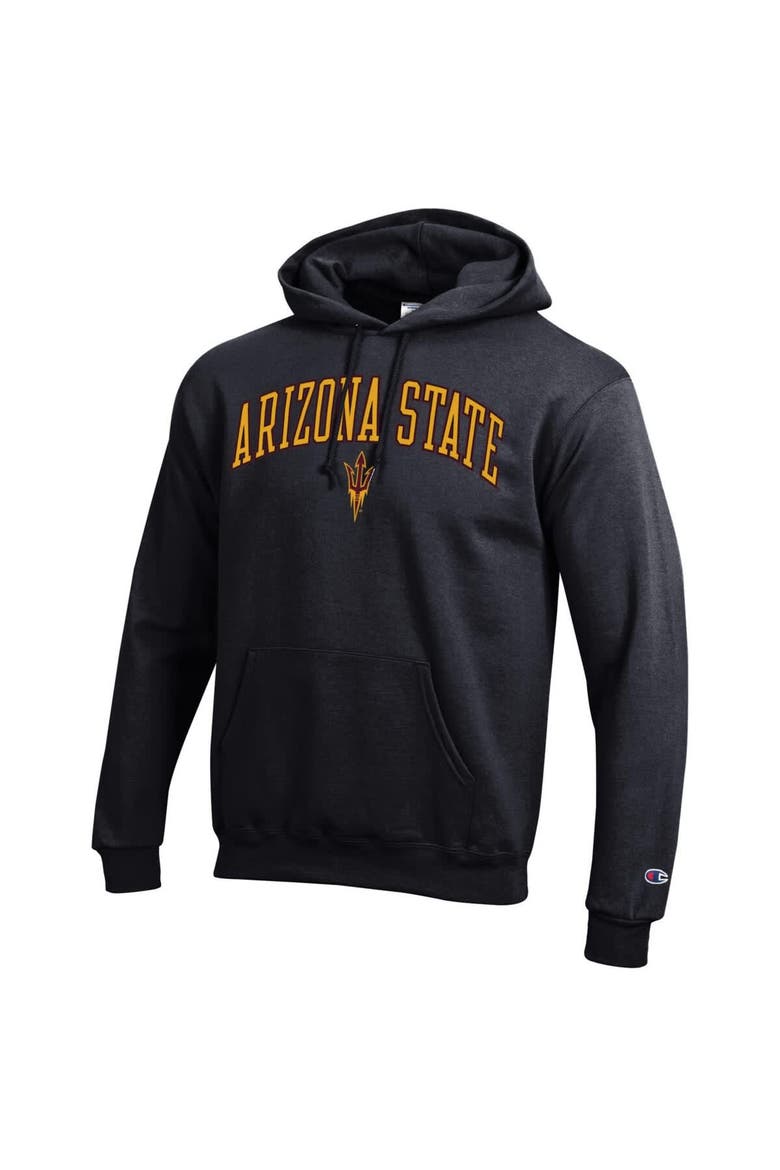 Men's Champion  Black Arizona State Sun Devils Arched Logo Fleece Pullover Hoodie, Alternate, color, Black