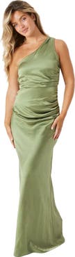 Six Stories One Shoulder Satin Bridesmaid Dress