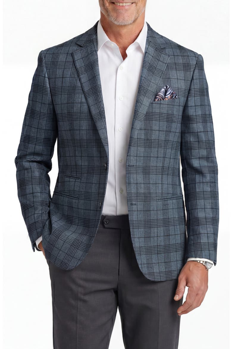Plaid Two-Button Sport Coat, Main, color, NAVY