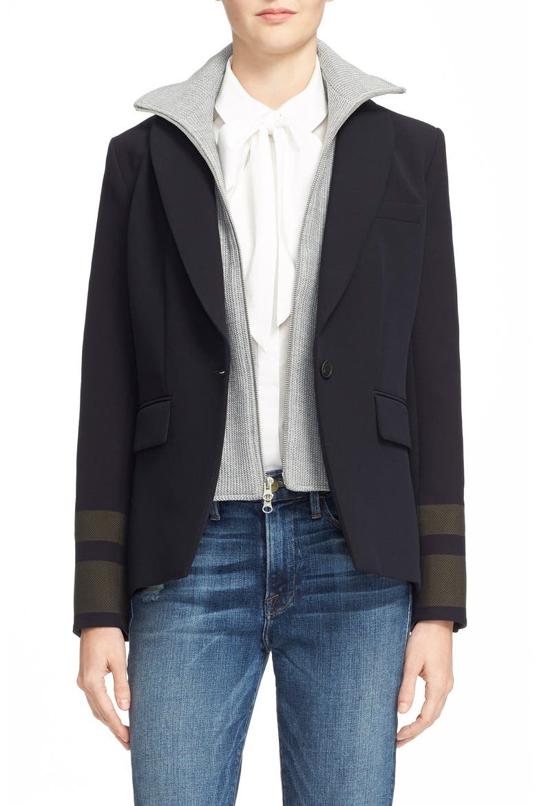 Cutaway Jacket with Removable Knit Dickey, Main, color, NAVY/ ARMY