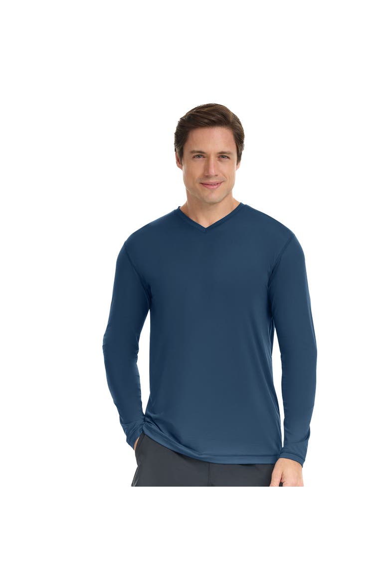 Men's Performance V-Neck Long Sleeve Shirt, Main, color, Midnight Blue
