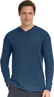 BloqUV Men's Performance V-Neck Long Sleeve Shirt