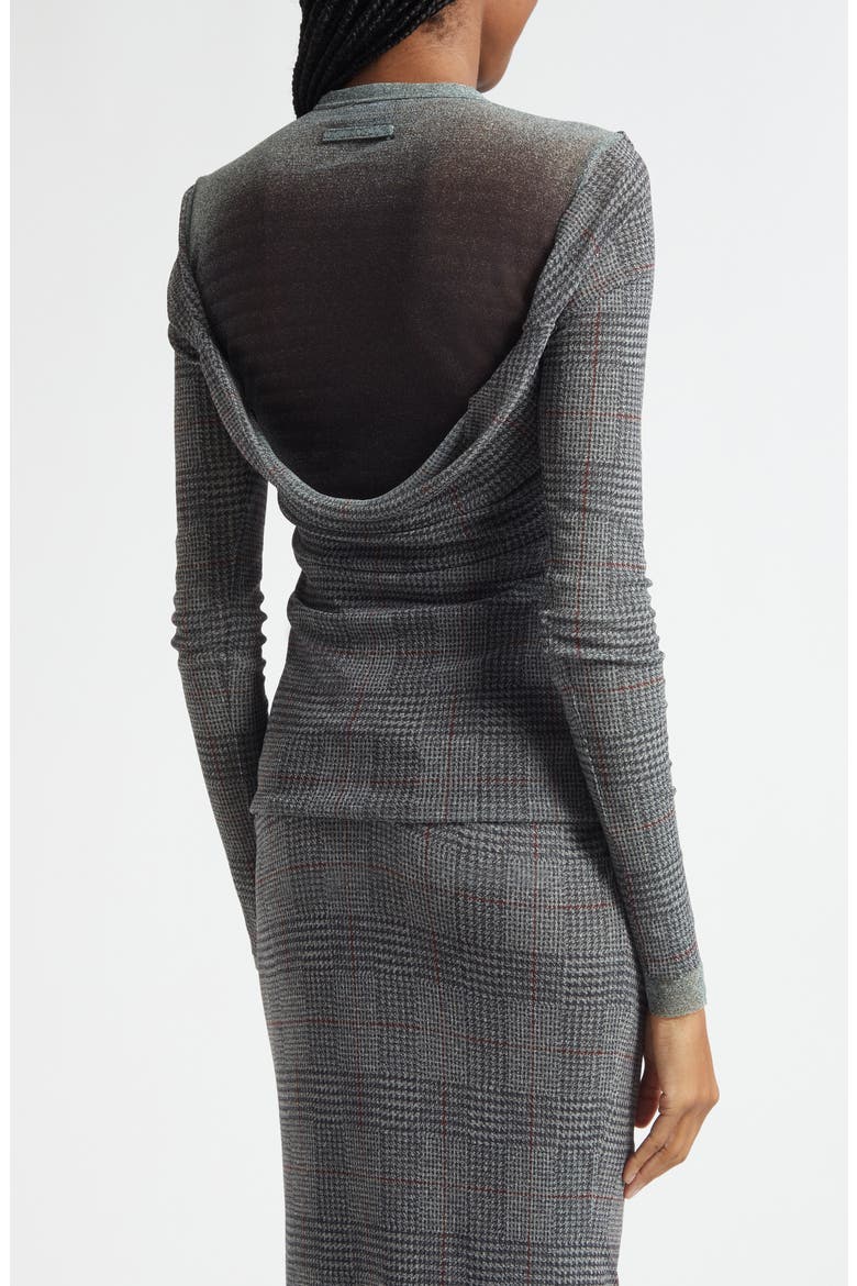 The Prince of Wales Plaid Tulle Top, Alternate, color, LIGHT GREY/ VANILLA/ RED