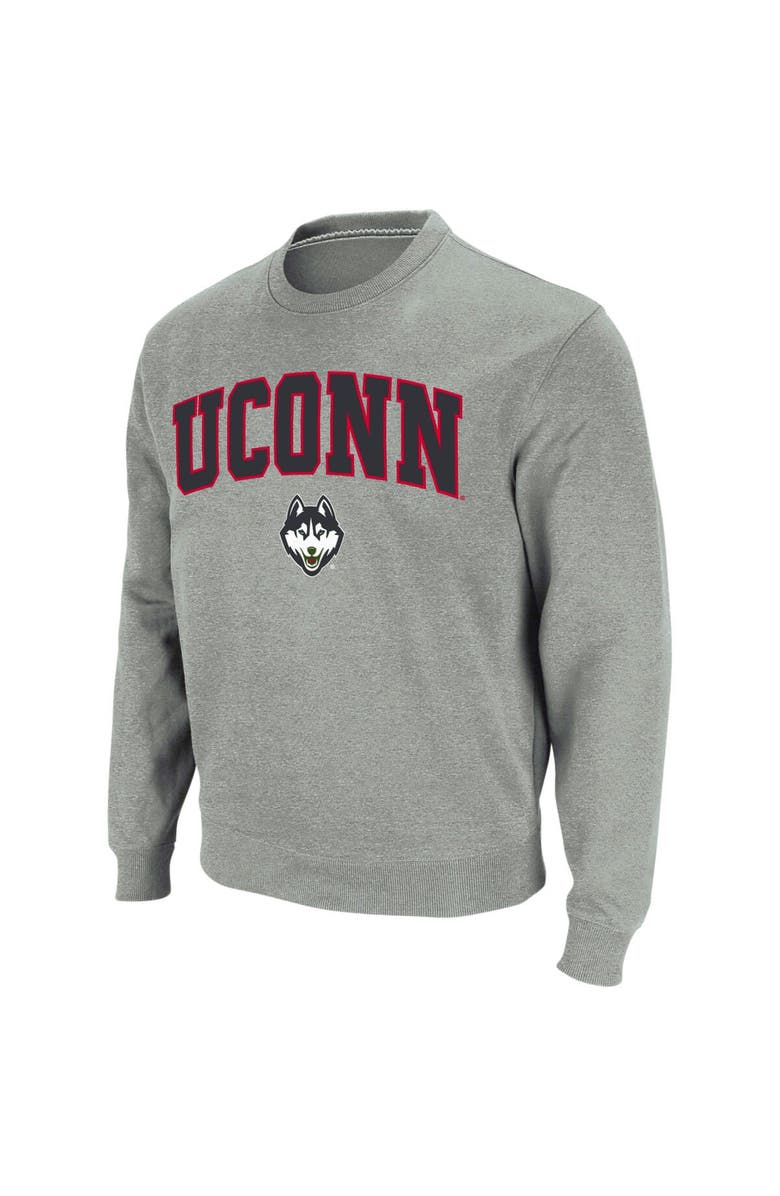 COLOSSEUM Men's Colosseum Heather Gray UConn Huskies Arch & Logo Crew Neck Sweatshirt, Alternate, color, Heather Gray