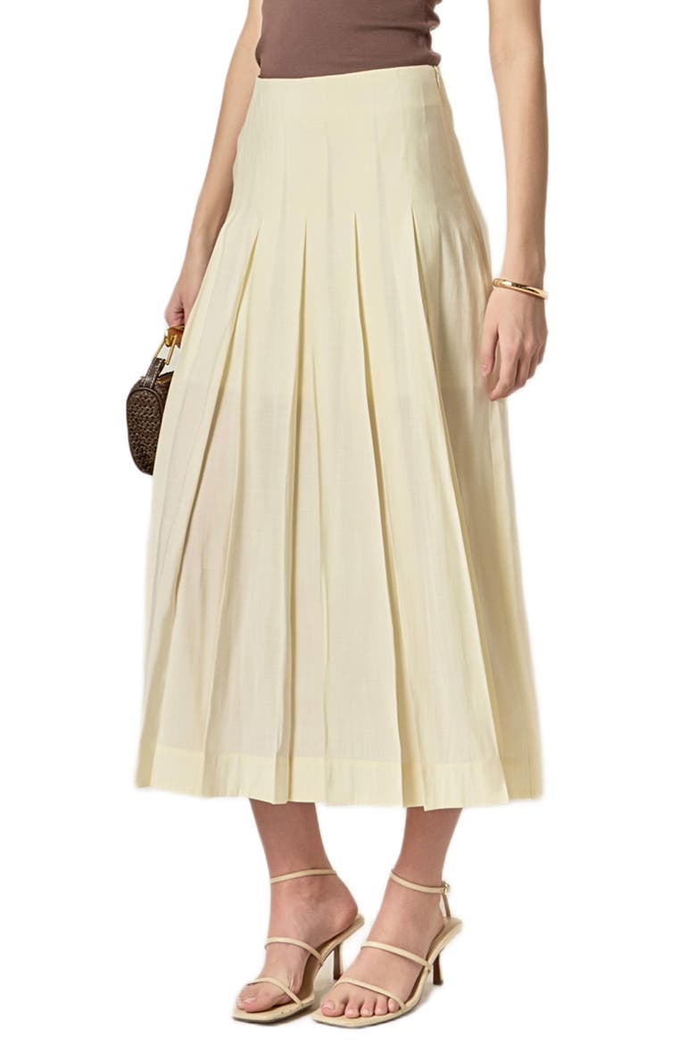Pleated A-Line Skirt, Alternate, color, CREAM