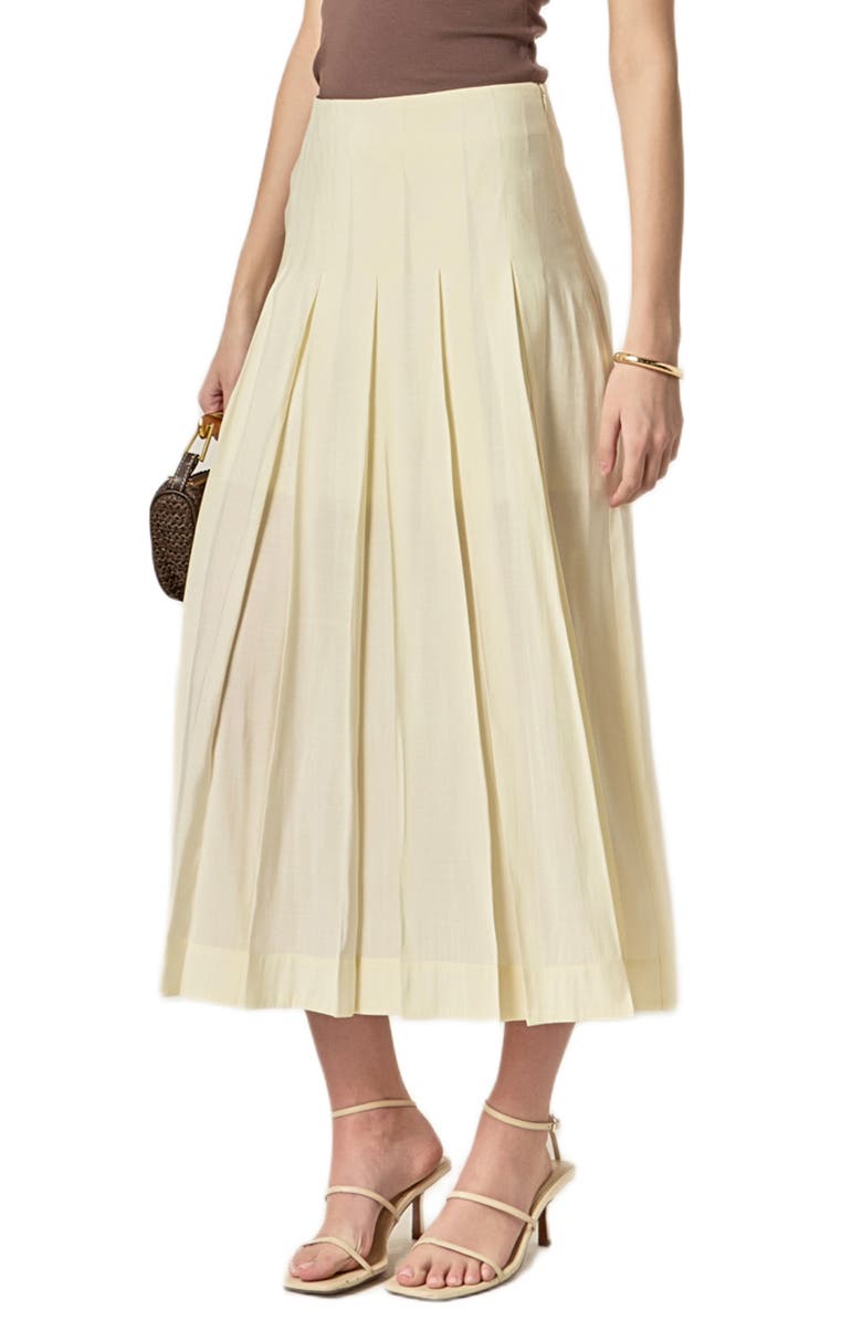 English Factory Pleated A-Line Skirt, Alternate, color, Cream