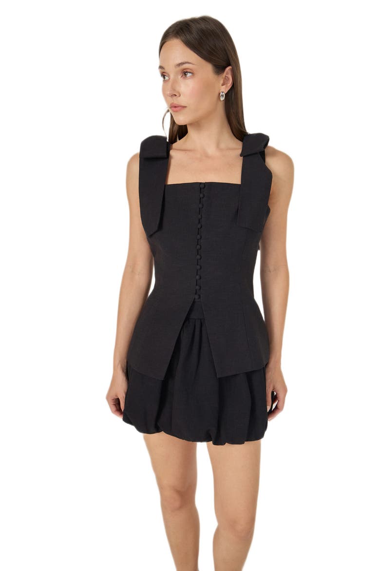 Bow Shoulder Sleeveless Top, Alternate, color, BLACK