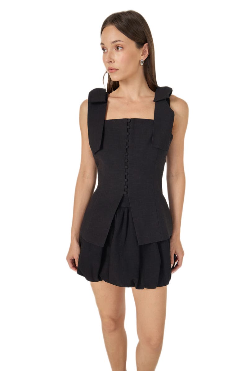 Endless Rose Bow Shoulder Sleeveless Top, Alternate, color, Black