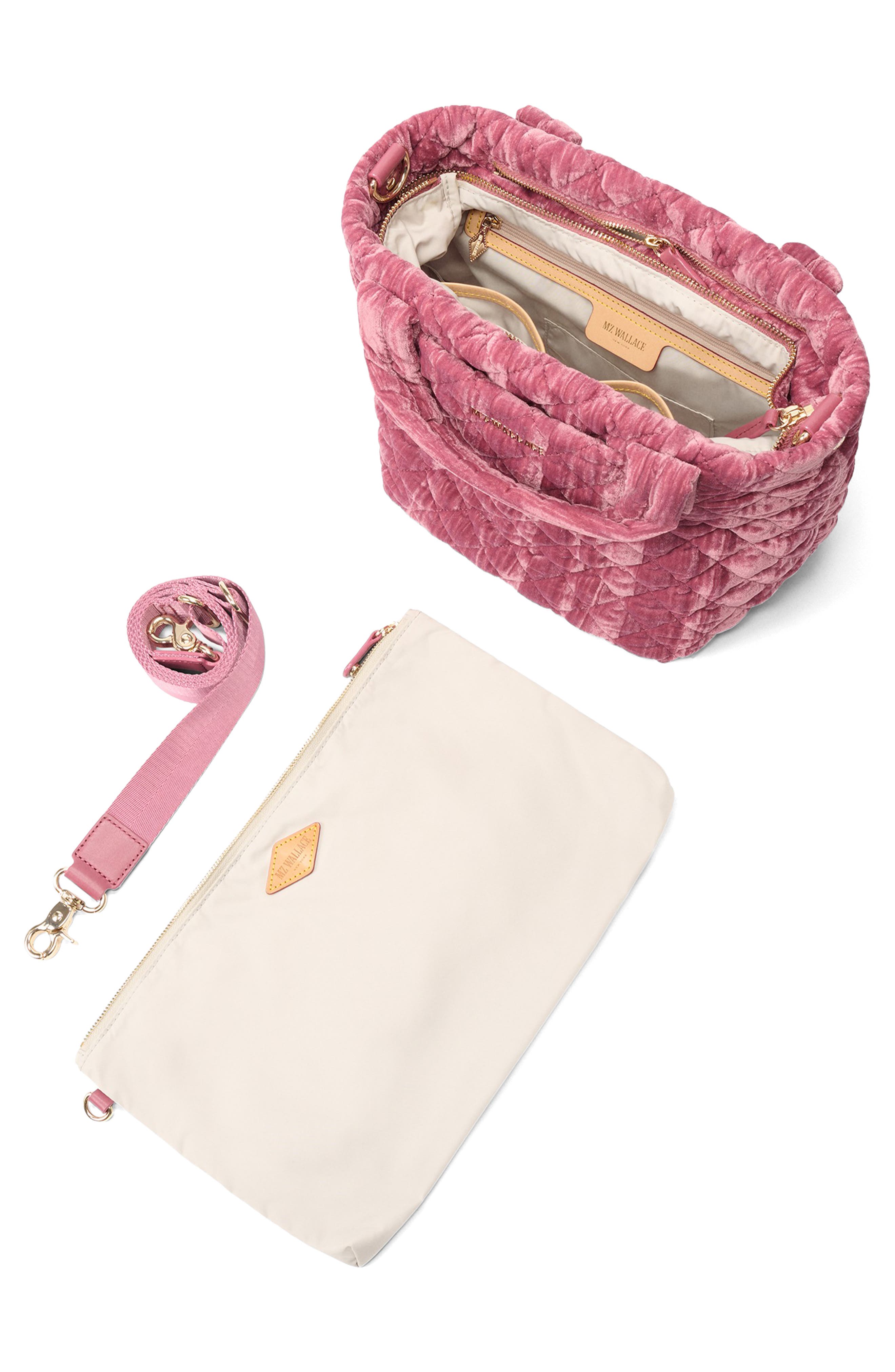 MZ Wallace Mini Metro Deluxe Quilted Velvet Tote Bag, Alternate, color, 