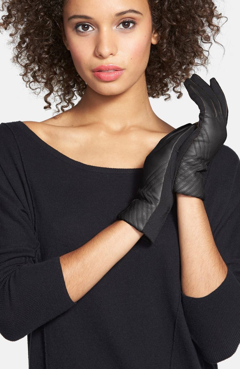 Fownes Brothers Tech Fingertip Leather & Knit Gloves, Alternate, color, 