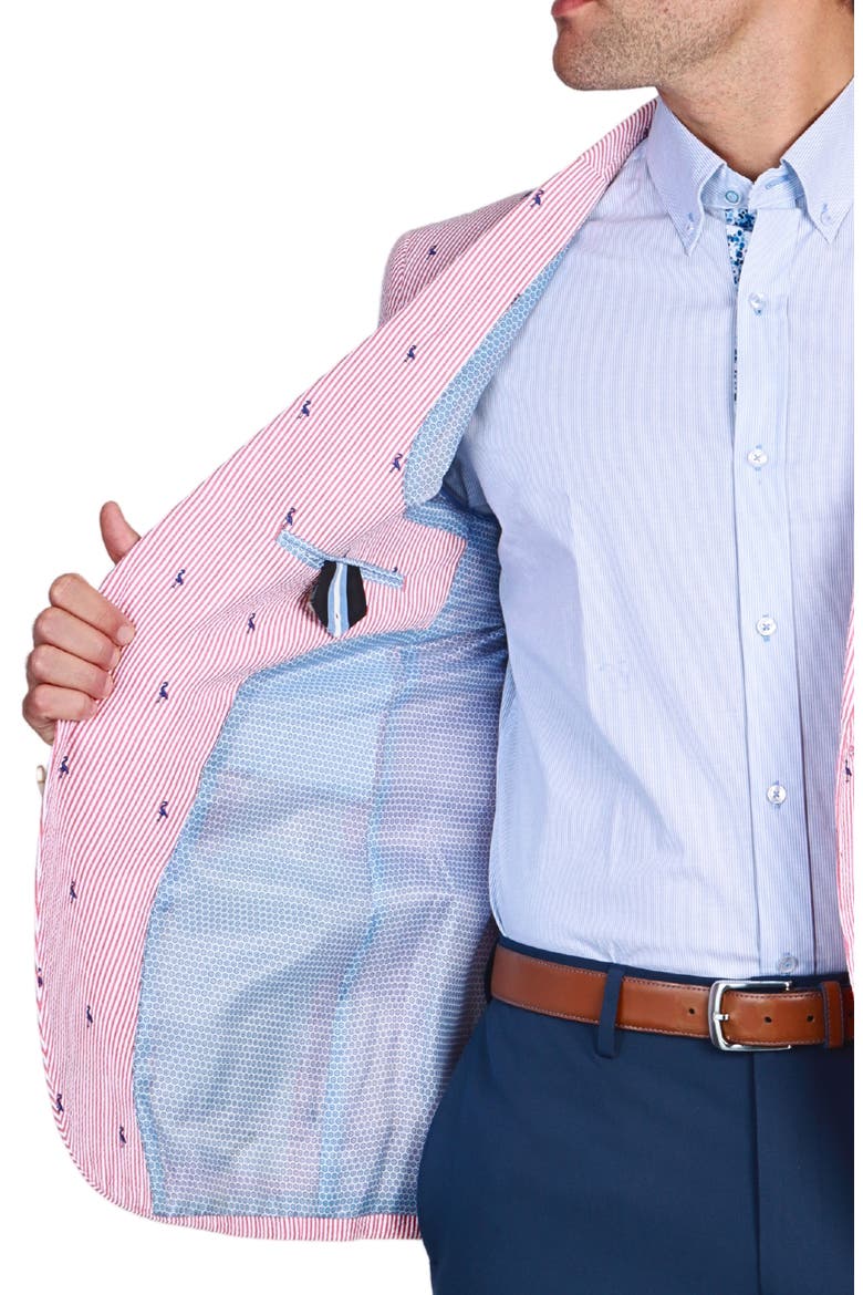 Pinstripe Seersucker Sport Coat, Alternate, color, RED