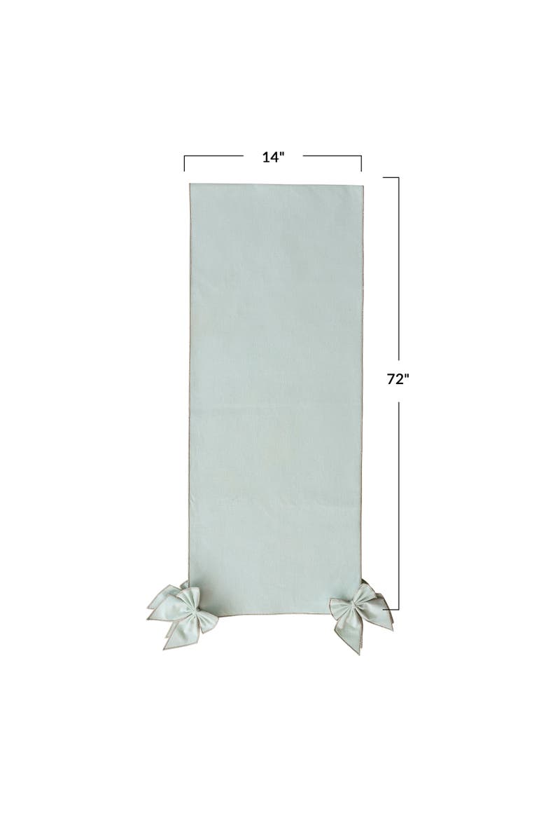 Cotton & Linen Table Runner with Detachable Bows, Alternate, color, Gold and Mint