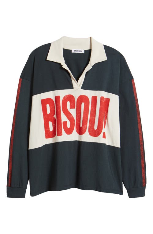 Daydreamer Bisou Stripe Cotton Graphic Rugby Shirt