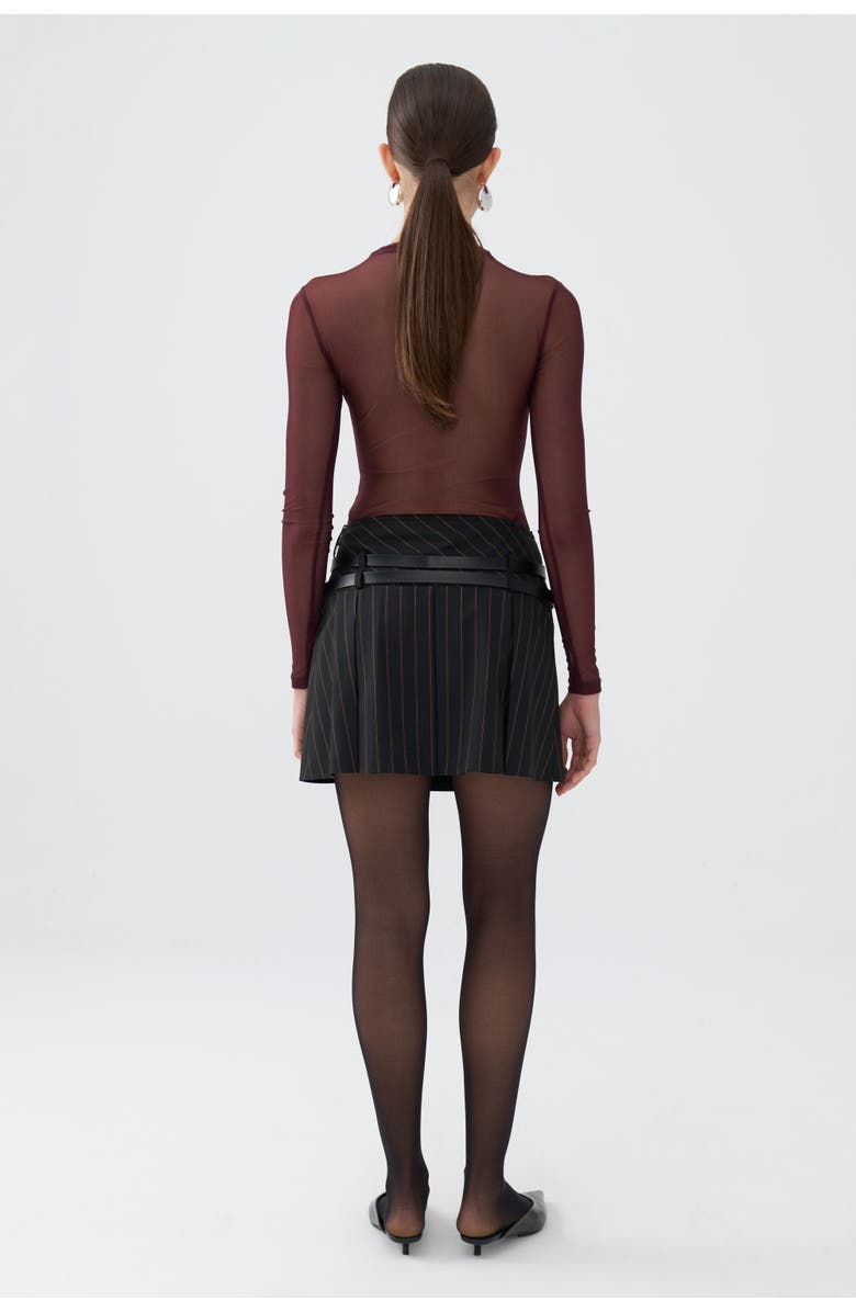 Nocturne Double Belted Pleated Mini Skirt, Alternate, color, 