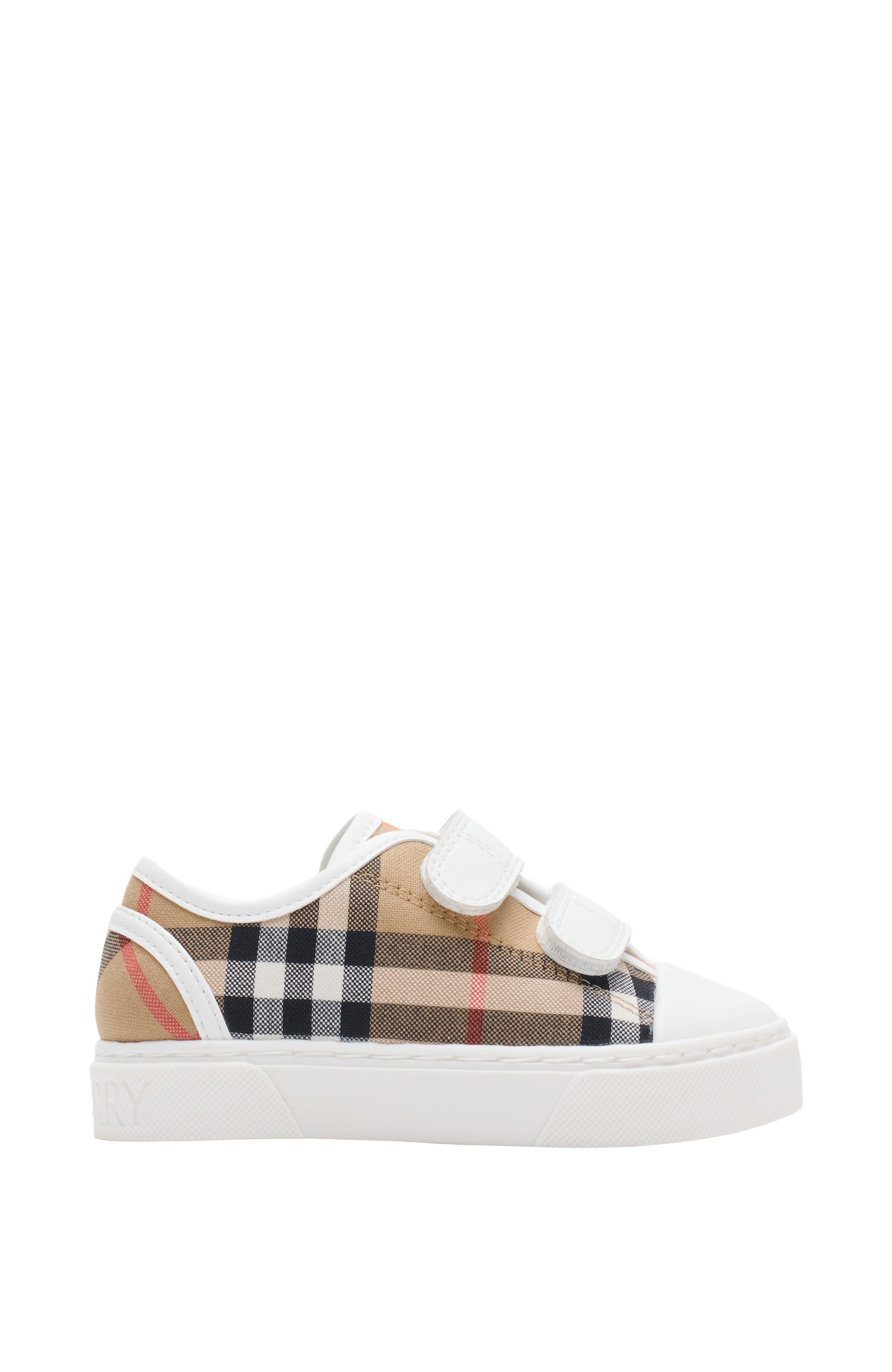 Burberry Check Cotton Sneakers, Main, color, Sand Beige