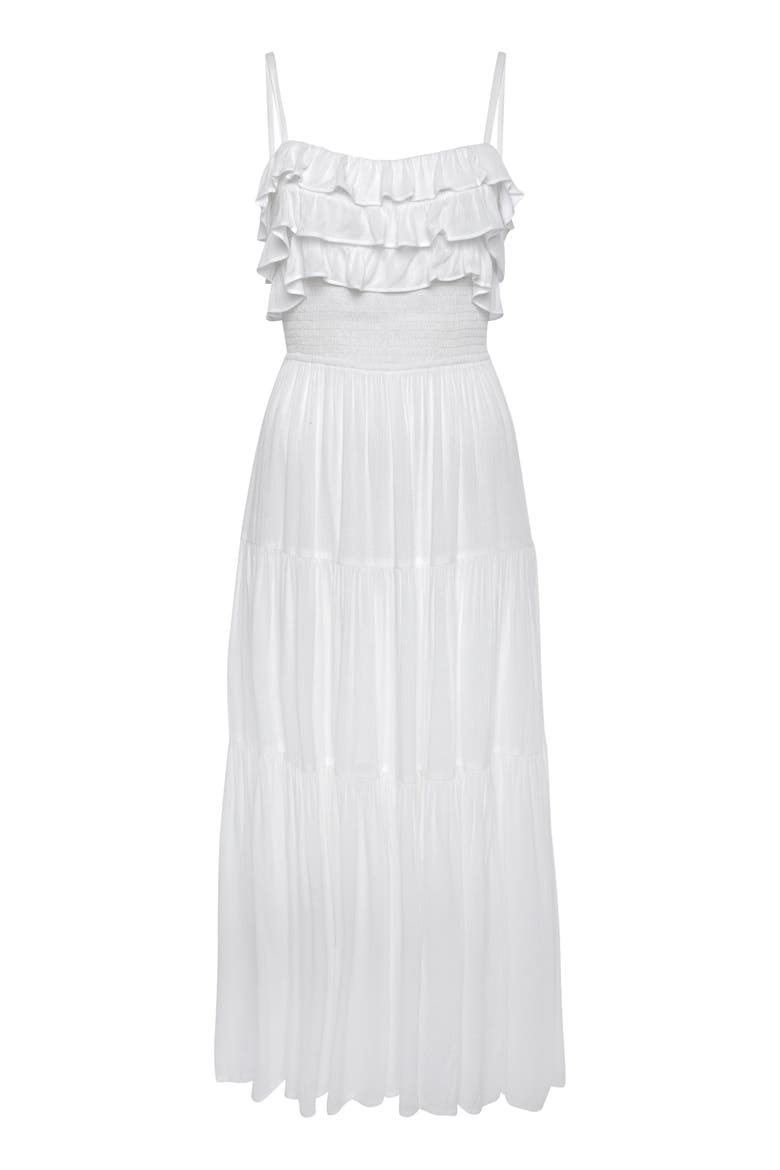 Ruffle Tie Back Maxi Dress, Alternate, color, White