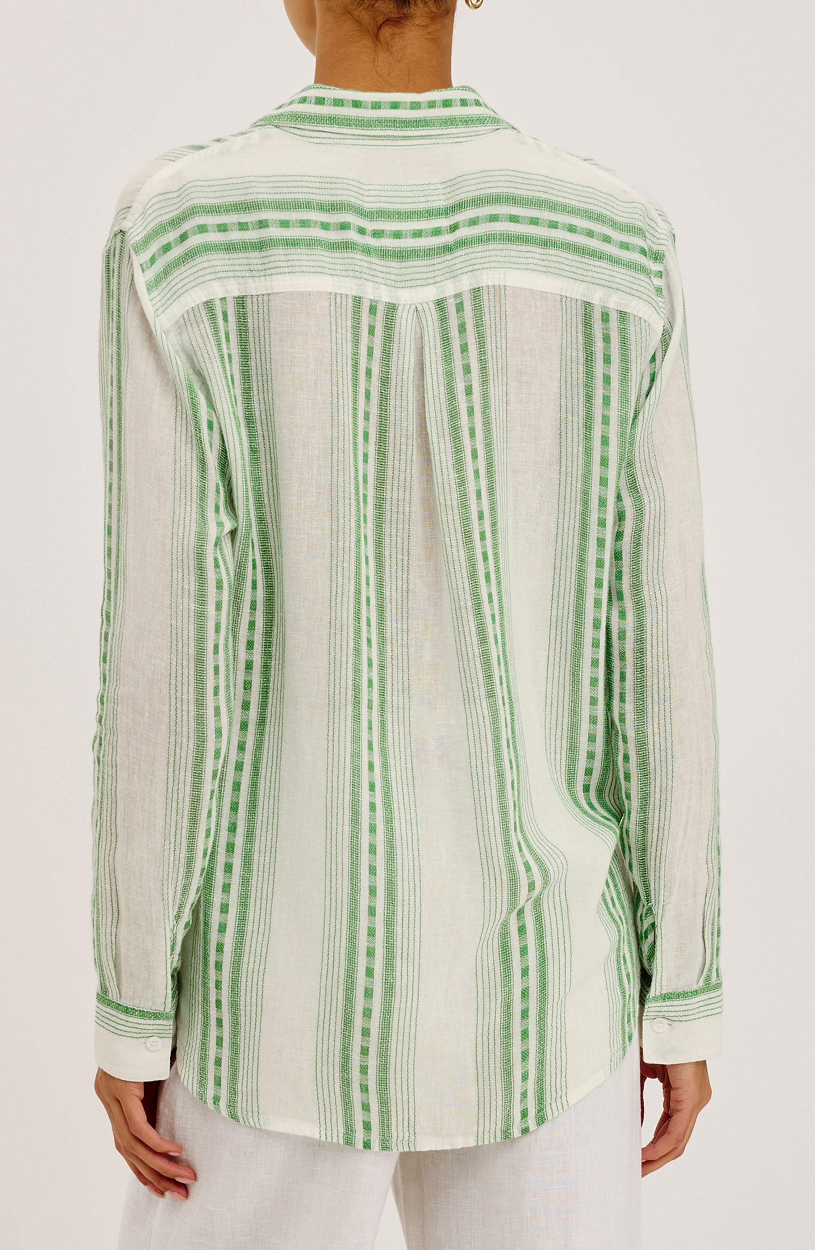 Charli Stripe Linen Blend Button-Up Shirt - image 2