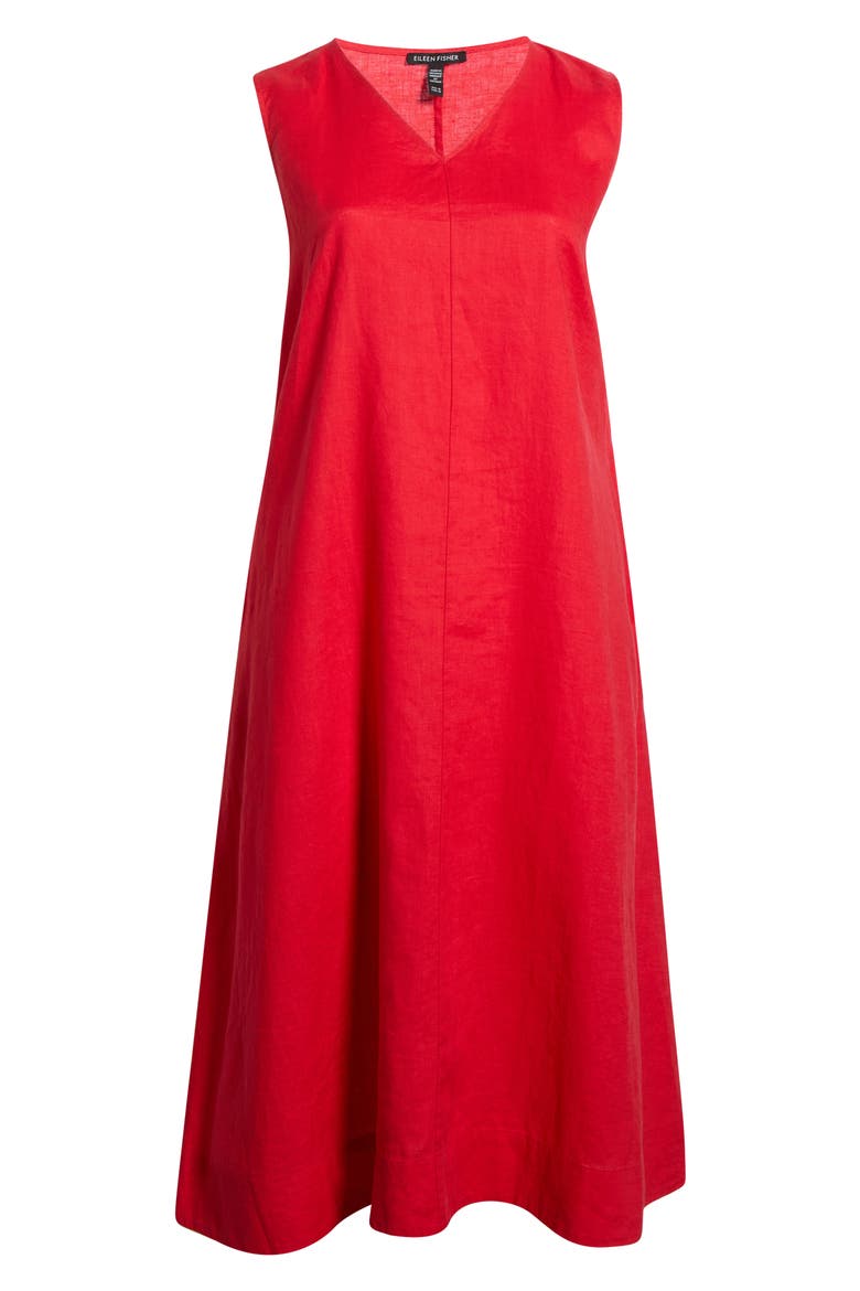 Sleeveless Linen Dress, Alternate, color, GRENADINE