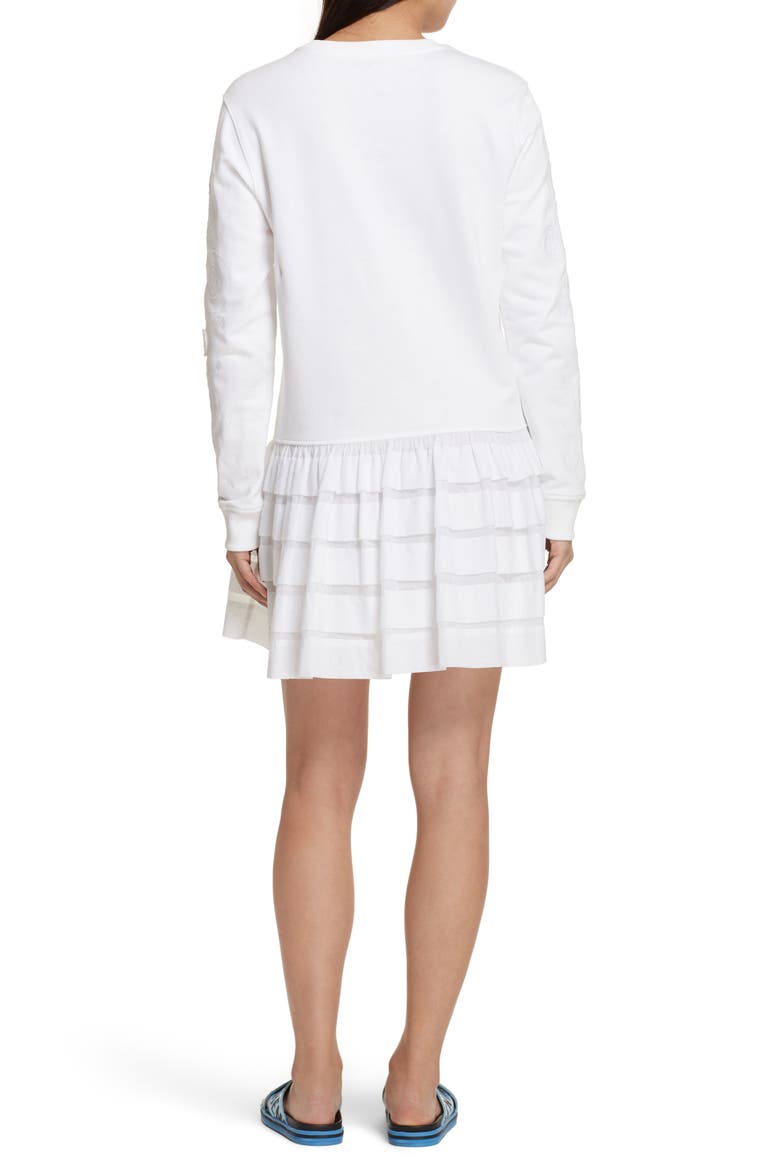Embroidered Ruffle Hem Dress, Alternate, color, WHITE
