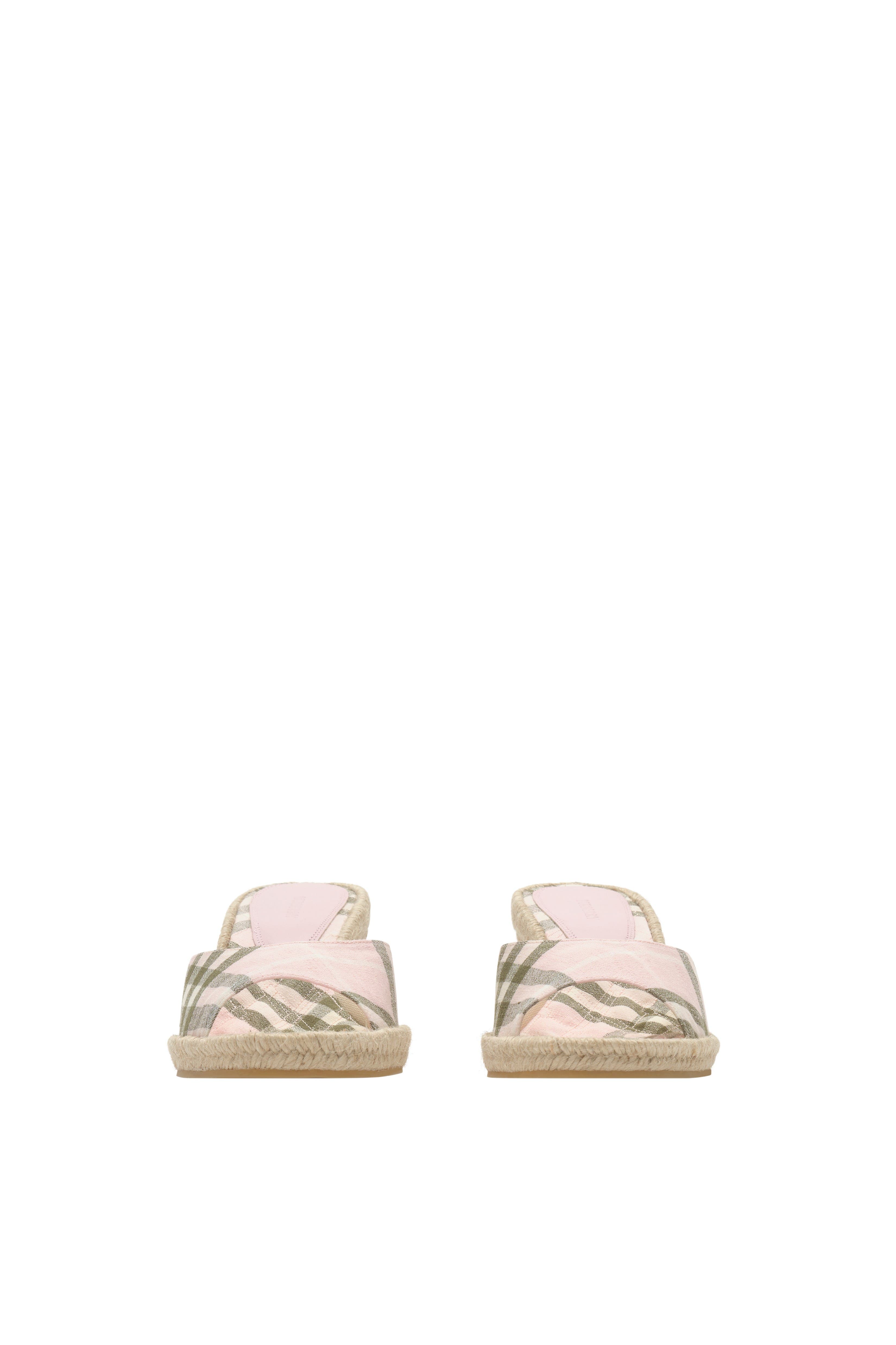 Burberry Check Mews Espadrille Mules, Alternate, color, Mallow Pink
