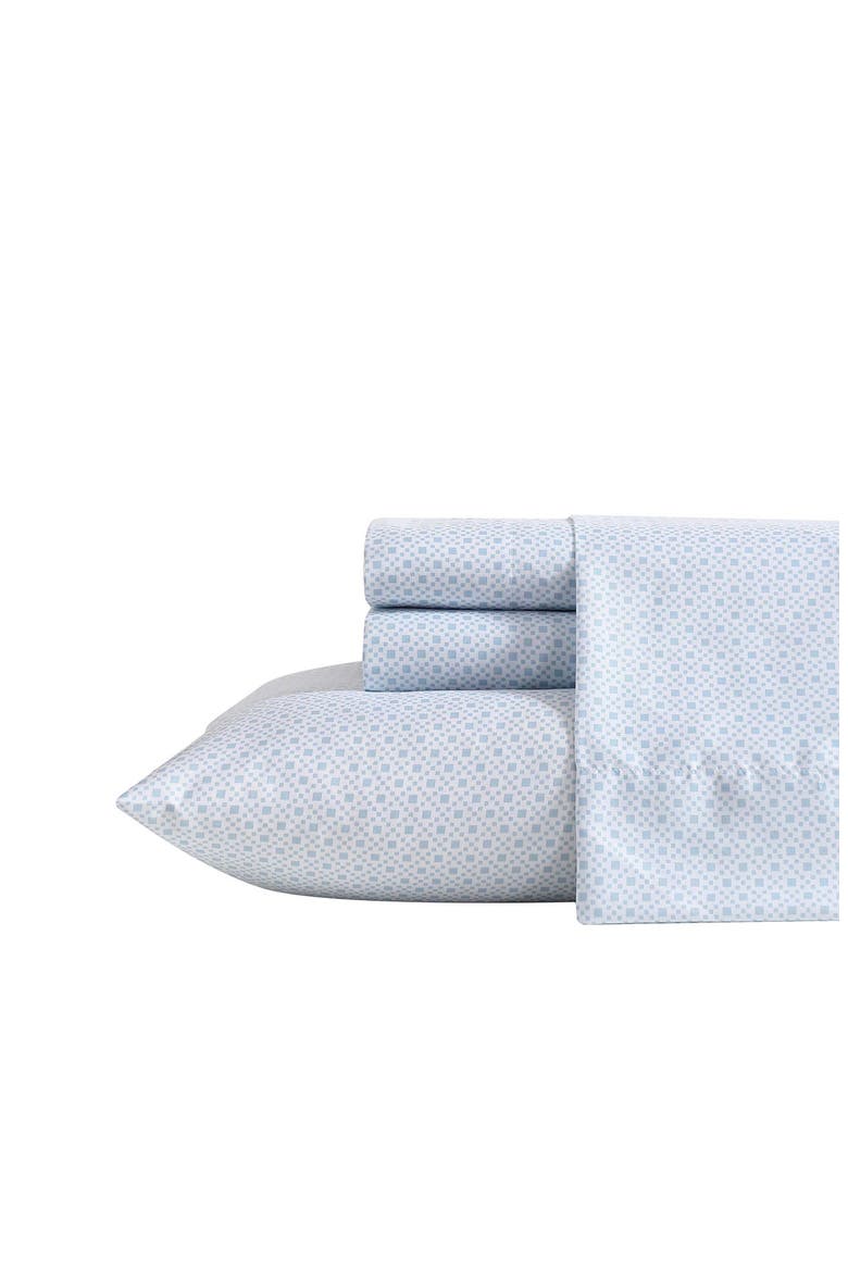 Annie Geo Cooling Microfiber Sheet Set, Main, color, BLUE