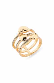 Cubic Zirconia Wave Triple Band Ring