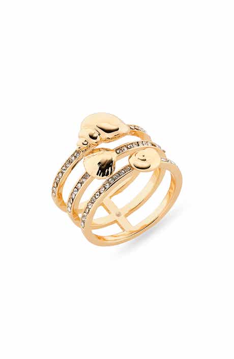 Cubic Zirconia Wave Triple Band Ring