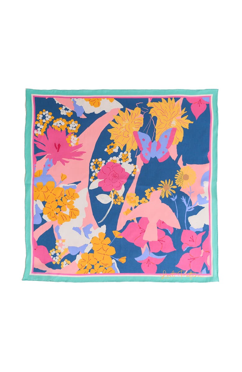 Lost Pattern FRIDA x LOST PATTERN "Frida's Garden" Silk Bandana Scarf, Main, color, Purple