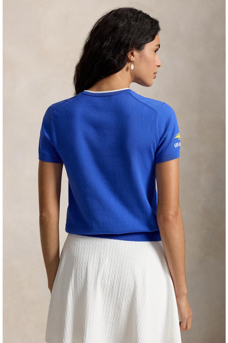 Cotton Blend Short Sleeve Sweater, Alternate, color, BLUE