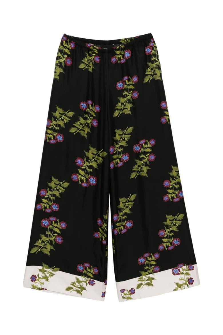 Silk Wide Leg Pants, Main, color, Black Floral