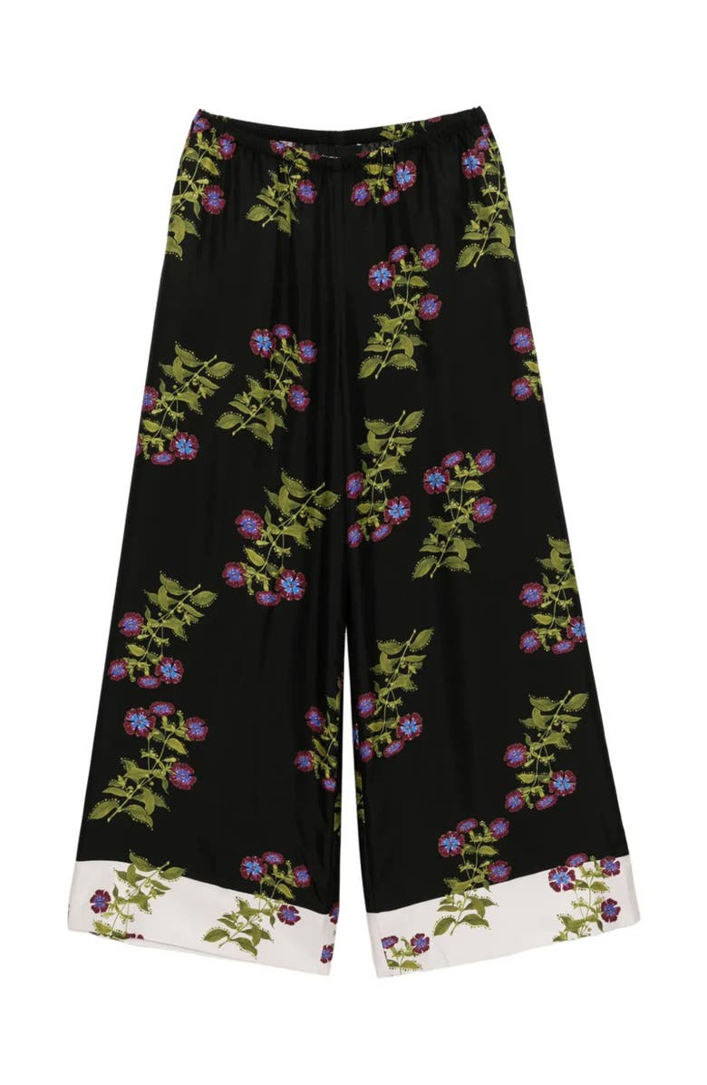 Cynthia Rowley Silk Wide Leg Pants, Main, color, Black Floral