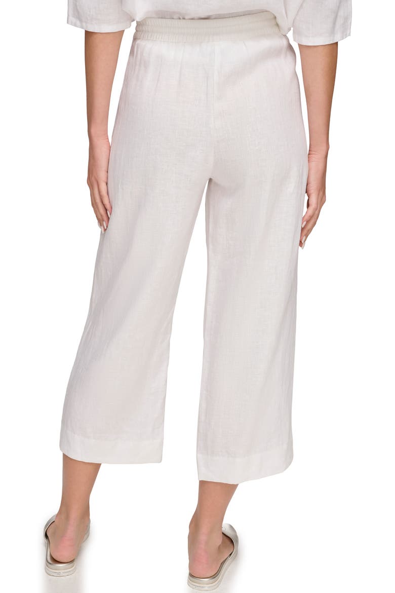 Drawstring Crop Linen Pants, Alternate, color, WHITE