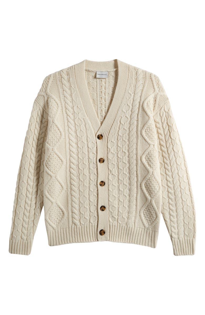 Drôle de Monsieur Cable Stitch Wool V-Neck Sweater, Alternate, color,