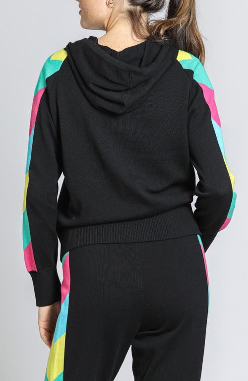 Apny Sleeve Stripe Hoodie In Black Multi