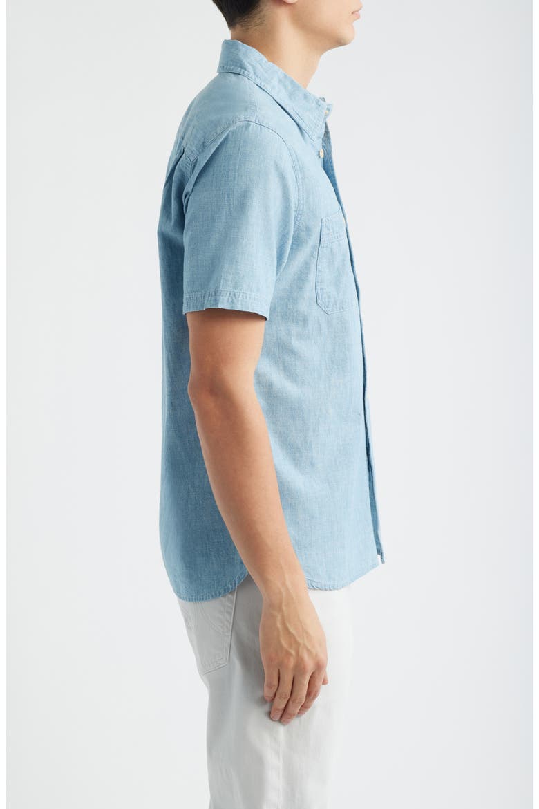 Mason Short Sleeve Cotton Chambray Button-Up Work Shirt, Alternate, color, DESERT BREEZE