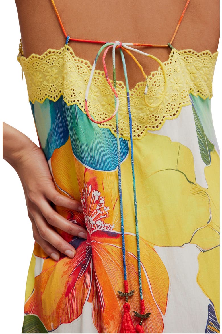 Bloomspell Floral Lace Trim Maxi Dress, Alternate, color, TROPICAL COMBO