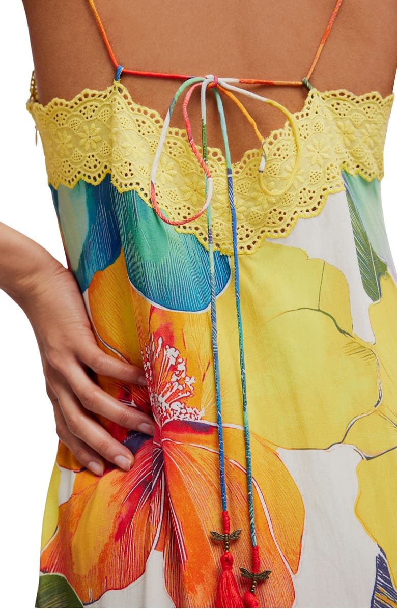 Free People Bloomspell Floral Lace Trim Maxi Dress, Alternate, color, Tropical Combo