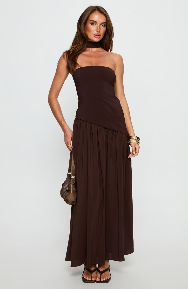 Princess Polly Odella Strapless Maxi Dress, Alternate, color, Chocolate