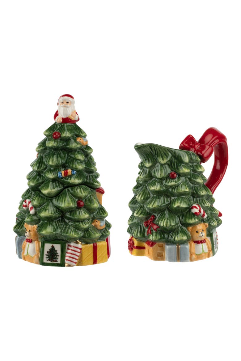 Christmas Tree Sugar & Creamer Set, Main, color, GREEN