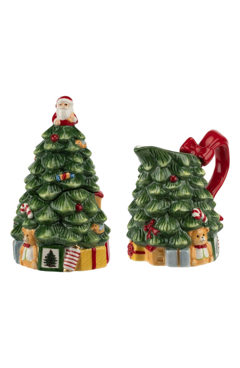 Spode Christmas Tree Sugar & Creamer Set, Main, color, Green
