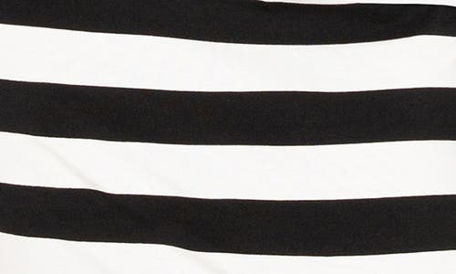 Buxom Couture Stripe Cold Shoulder Gathered Waist Jersey Midi Dress In Black