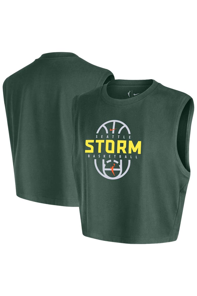 Women's Nike Green Seattle Storm 2026 Authentic On-Court Sleeveless Cropped T-Shirt, Main, color, Green