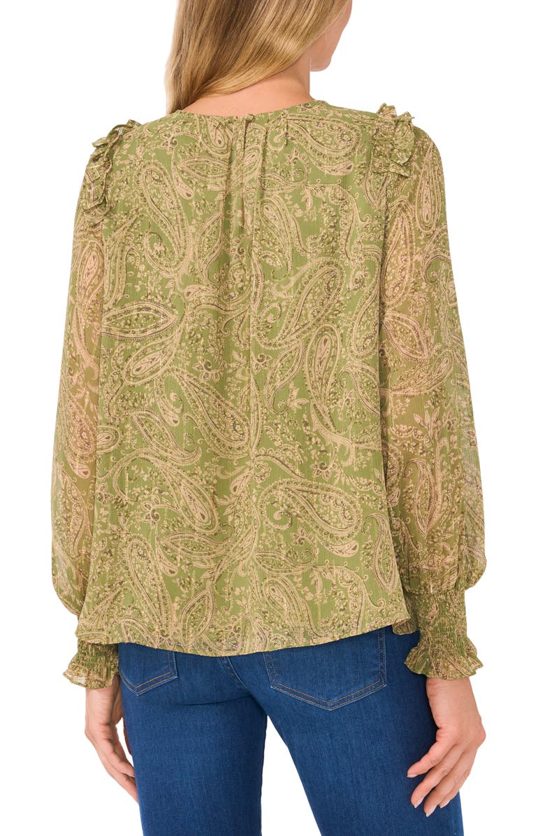 CeCe Print Metallic Ruffle Top, Alternate, color, 