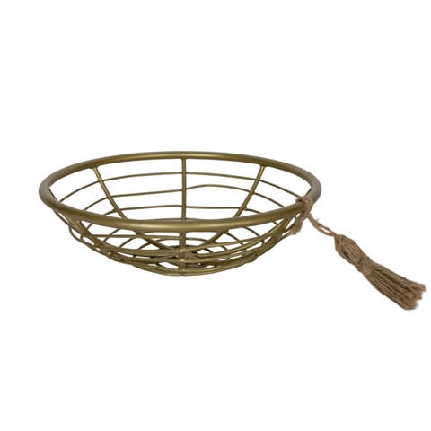 Trinket Tray Brass Metal with Jute Tassel